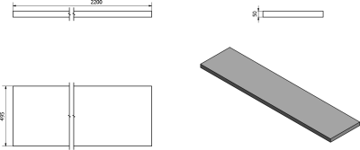 Sapho AVICE deska pod umyvadlo 220x50cm, tl.5cm, dub Rover AV224