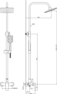Aqualine FACTOR sprchový sloup s pákovou baterií, chrom FC960