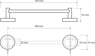 Sapho X-ROUND E držák ručníků 300mm, chrom XR406