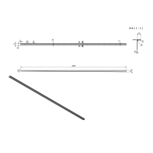 Sapho Spádová lišta, pravá, výška 12 mm, délka 1500 mm, nerez mat SPD1512-P