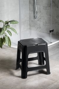 Aqualine Koupelnová stolička s úložným prostorem, černá 90902B