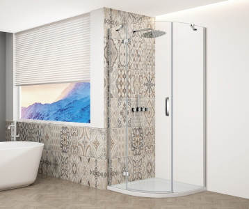 Gelco TRINITY CHROME čtvrtkruhový sprchový kout 900x900mm, čiré sklo, levé GT6590CL-CH