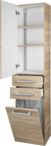 Aqualine VEGA skříňka vysoká s košem, 40x184x31cm, dub platin VG980