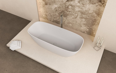 Polysan MEDINA volně stojící vana, solid surface, 165x70x52cm, bílá mat 92430
