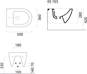GSI PURA bidet závěsný 36x50cm, tortora mat 8864105