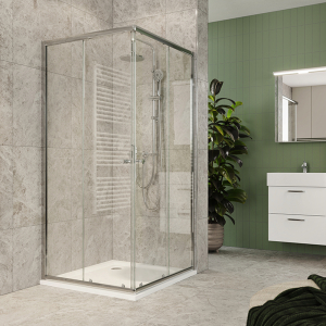 Mereo Kora Lite sprchový set: sprchový kout 90x90x185 cm, chrom ALU, sklo čiré, 90 cm, vanička, sifon CK34123ZH