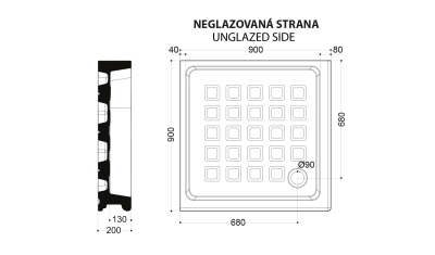 Kerasan RETRO keramická sprchová vanička, čtverec 90x90x20cm, bílá 133801