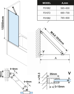 Polysan FISA vanová zástěna 800x1500mm, chrom, čiré sklo FS1082-C