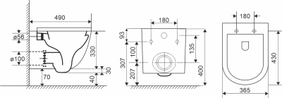 Mereo WC závěsné kapotované, RIMLESS, 490x370x360, keramické, vč. sedátka CSS113S VSD82S