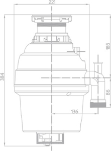 Sinks drtič výkon 375W, 1300ml RD901