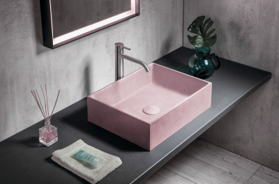 Sapho FORMIGO betonové umyvadlo na desku, 47, 5x36, 5cm, růžová mat FG121