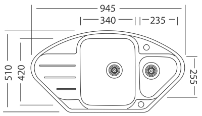 Nerezový dřez Sinks LOTUS 945.1 V 0,8mm leštěný STSLTL94551018V
