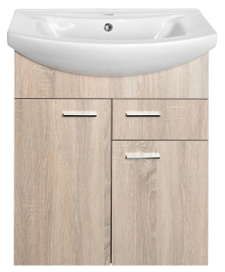 Aqualine ZOJA umyvadlová skříňka 61, 5x74x32cm, 2x dvířka, 1x zásuvka, dub platin 51165