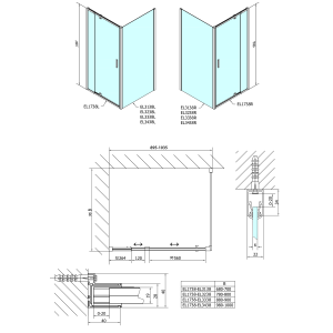 Polysan EASY obdélníkový sprchový kout pivot dveře 900-1000x700mm L/P varianta, sklo Brick EL1738EL3138