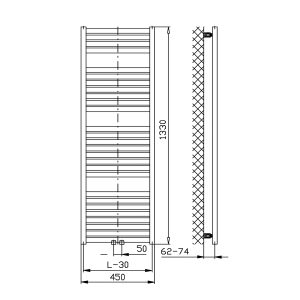Aqualine TONDI otopné těleso rovné 450x1330 mm, středové připojení, černá mat DT476T