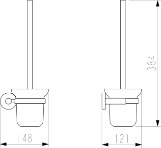 Sapho X-ROUND WC štětka závěsná, mléčné sklo, chrom XR323