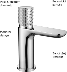 Mereo Umyvadlová stojánková baterie vysoká, diamant, Viana, bez výpusti, chrom CBE10102A