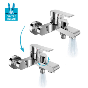 Mereo Vanová nástěnná baterie, Dita, 150 mm, bez příslušenství, chrom CBE90104D