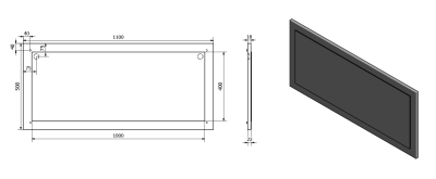 Sapho TREOS zrcadlo v rámu 110x50cm, černá mat TS100-3535