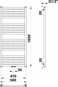 Bruckner GRUNT otopné těleso rovné 500x1050mm, středové připojení, černá mat 600.121.6