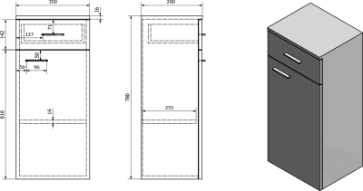 Aqualine ZOJA/KERAMIA FRESH skříňka spodní 35x78x29cm, bílá 51250