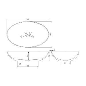 Polysan BANERA OVAL umyvadlo na desku, litý mramor, 60x40cm, bílá mat 14397MAT