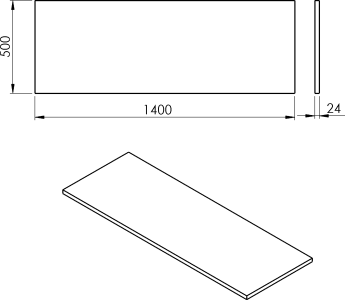 Sapho PLATO deska Rockstone 1400x24x500mm, bílá mat PL140-0101