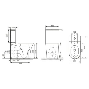 Bruckner LEON WC kombi, Rimless, spodní/zadní odpad, bílá 201.437.4