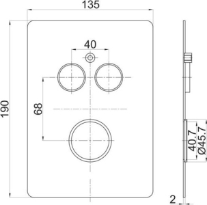 Mereo Sprchová sada s termostatickou podomítkovou tlačítkovou baterií - 2-cestná - hranatý kryt CB60106TC3