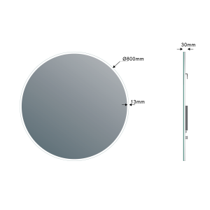 Sapho VISO kulaté zrcadlo s LED osvětlením a policí ø 80cm, bílá mat VS080-01
