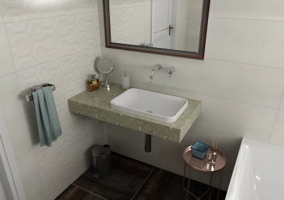 Sapho TAILOR rockstone deska 130x50 cm, provedení límce R TR130R