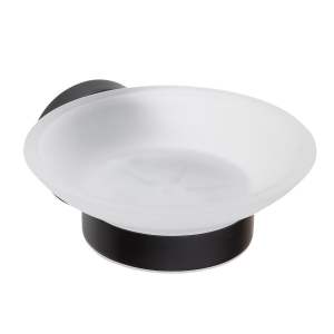 Sapho X-ROUND BLACK mýdlenka, mléčné sklo, černá mat XR803B
