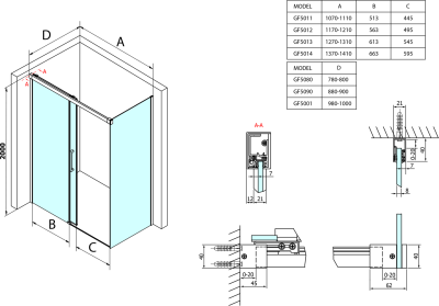 Gelco Fondura obdélníkový sprchový kout 1300x900mm L/P varianta GF5013GF5090
