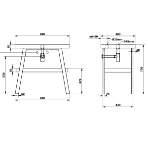 Sapho TWIGA umyvadlový stolek 80x72x50 cm, černá mat/dub Rover VC442-80-4