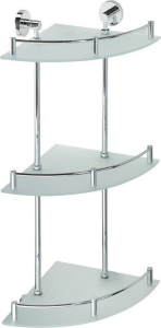Sapho X-ROUND E skl. polička roh. trojitá s hrazdou, 270x660x355mm, chrom XR606