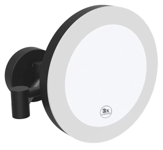Sapho X-ROUND BLACK kosmetické zrcátko závěsné LED, Ø 200mm, černá mat XR016B