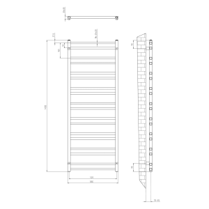 Sapho METRO DOS otopné těleso 550x1430 mm, černá mat IR430TB