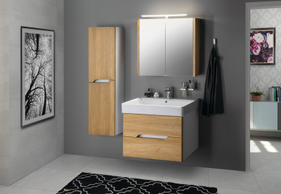 Sapho MEDIENA skříňka vysoká 35x140x30cm, 2x dvířka, levá/pravá, bílá mat/dub natural MD352