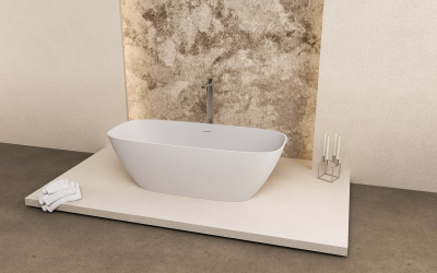 Polysan MEDINA volně stojící vana, solid surface, 165x70x52cm, bílá mat 92430