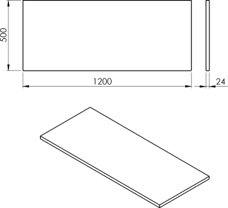 Sapho PLATO deska Rockstone 1200x24x500mm, bílá mat PL120-0101