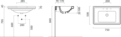 GSI CLASSIC keramické umyvadlo 75x50cm, bílá ExtraGlaze 8787111