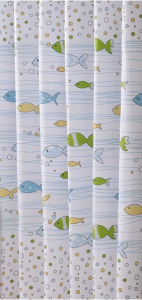 Aqualine Sprchový závěs 180x180cm, vinyl, ryby ZV024