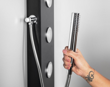 Polysan SPIRIT ROUND termostatický sprchový panel nástěnný, 250x1550mm, černá 71251