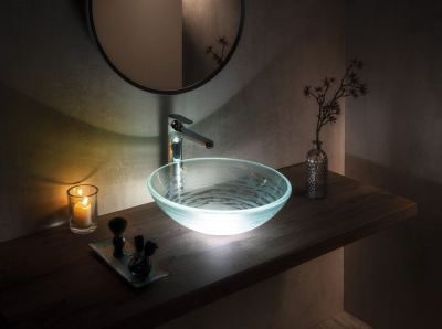 Sapho RIPPLE skleněné umyvadlo na desku Ø 42cm, čirá s motivem 2501-18