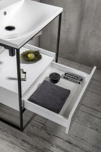 Sapho SKA konzole pod umyvadlo se zásuvkou 750x850x460mm, černá mat/bílá lesk SKA602