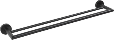 Sapho X-ROUND BLACK dvojitý držák ručníků 600mm, černá mat XR401B