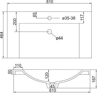 Mereo Opto, koupelnová skříňka s umyvadlem z litého mramoru 81cm, bílá/dub Riviera CN931M