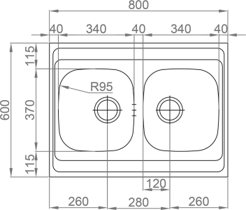 Nerezový dřez Sinks CLP-A 800 DUO M 0,5mm matný RDCPM80060025M