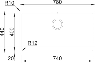 Nerezový dřez Sinks BOX 780 RO 1,0mm RDBOK7804401RO