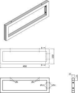 Sapho Podpěrná konzole 490x150x20mm, lakovaná ocel, černá mat, 1 ks 30360